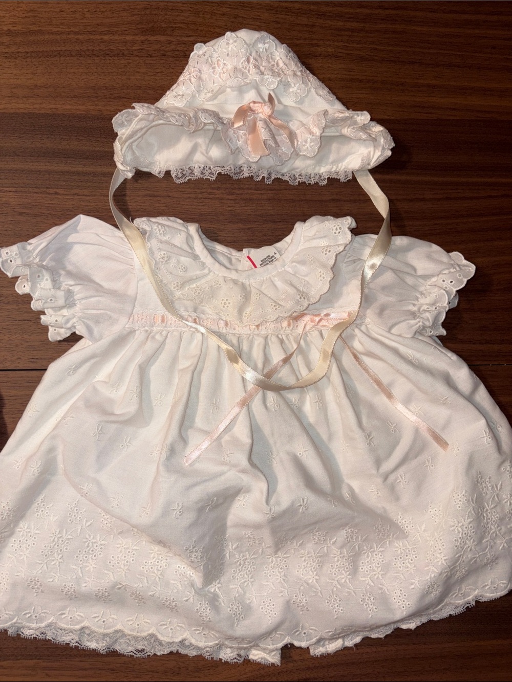 White Baby Dress with Matching Bonnet